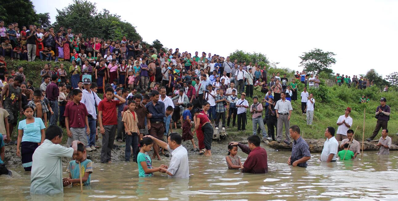 Baptism en masse at Thegā Duor, Indo-Bangla border, Lunglei Dist., Mizoram, India. 1