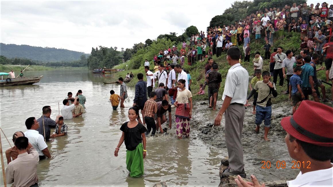 Baptism en masse at Thegā Duor, Indo-Bangla border, Lunglei Dist., Mizoram, India. 2